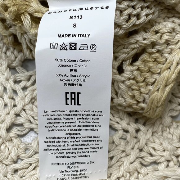 Sanctamuerte Women's Maglia Mesh Cropped Sweater Sand Shell/Gold Size S - Picture 7 of 7